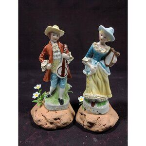 Vintage 1980s German Made Instrument Playing Porcelain Couple